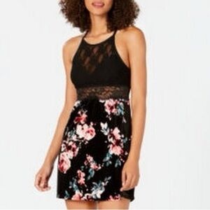 INC International Concepts Black Floral Lace & Velvet Pajama Dress